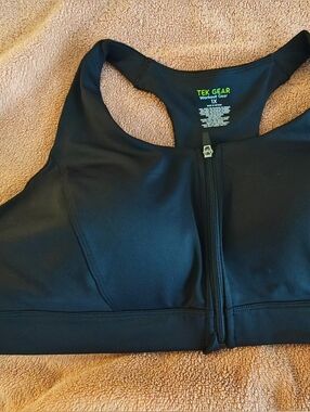 tek gear Black Front-Zip Racerback Sports Bra